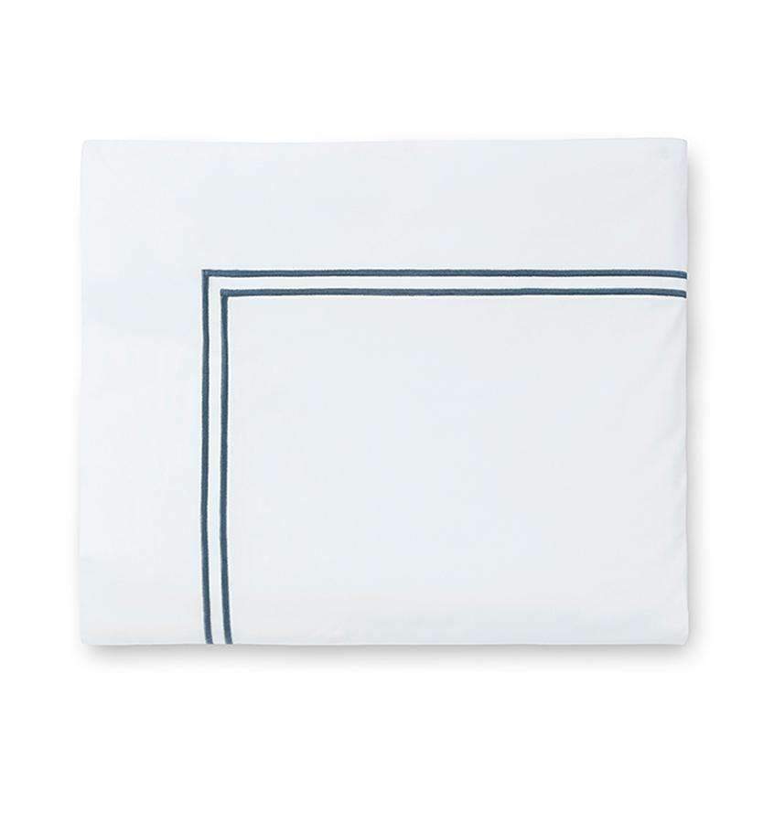 Flat Sheets Grande Hotel Flat Sheet by Sferra Twin 74x114 / White/Cadet Sferra
