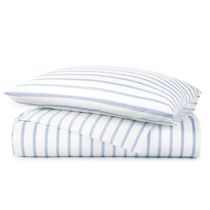 Duvet Cover Ribbon Stripe Percale Duvet Cover by Peacock Alley KING / DENIM Peacock Alley