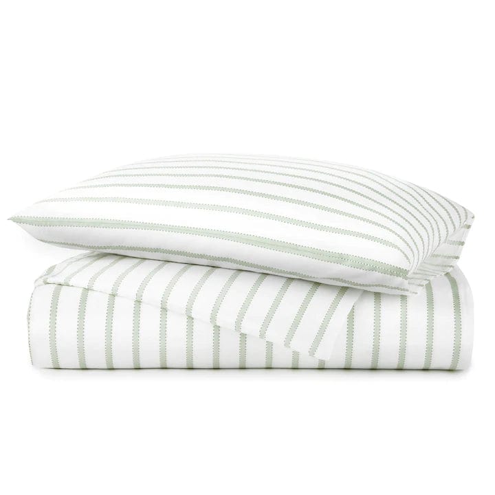 Duvet Cover Ribbon Stripe Percale Duvet Cover by Peacock Alley QUEEN / OLIVE Peacock Alley