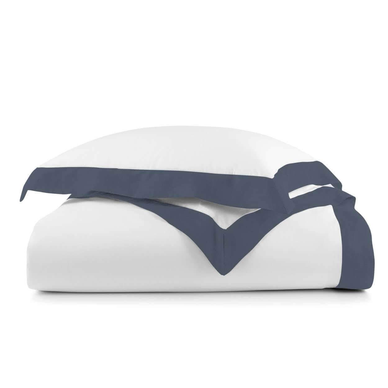 Duvet Covers Mandalay Linen Cuff Duvet Cover by Peacock Alley Twin / Navy Peacock Alley