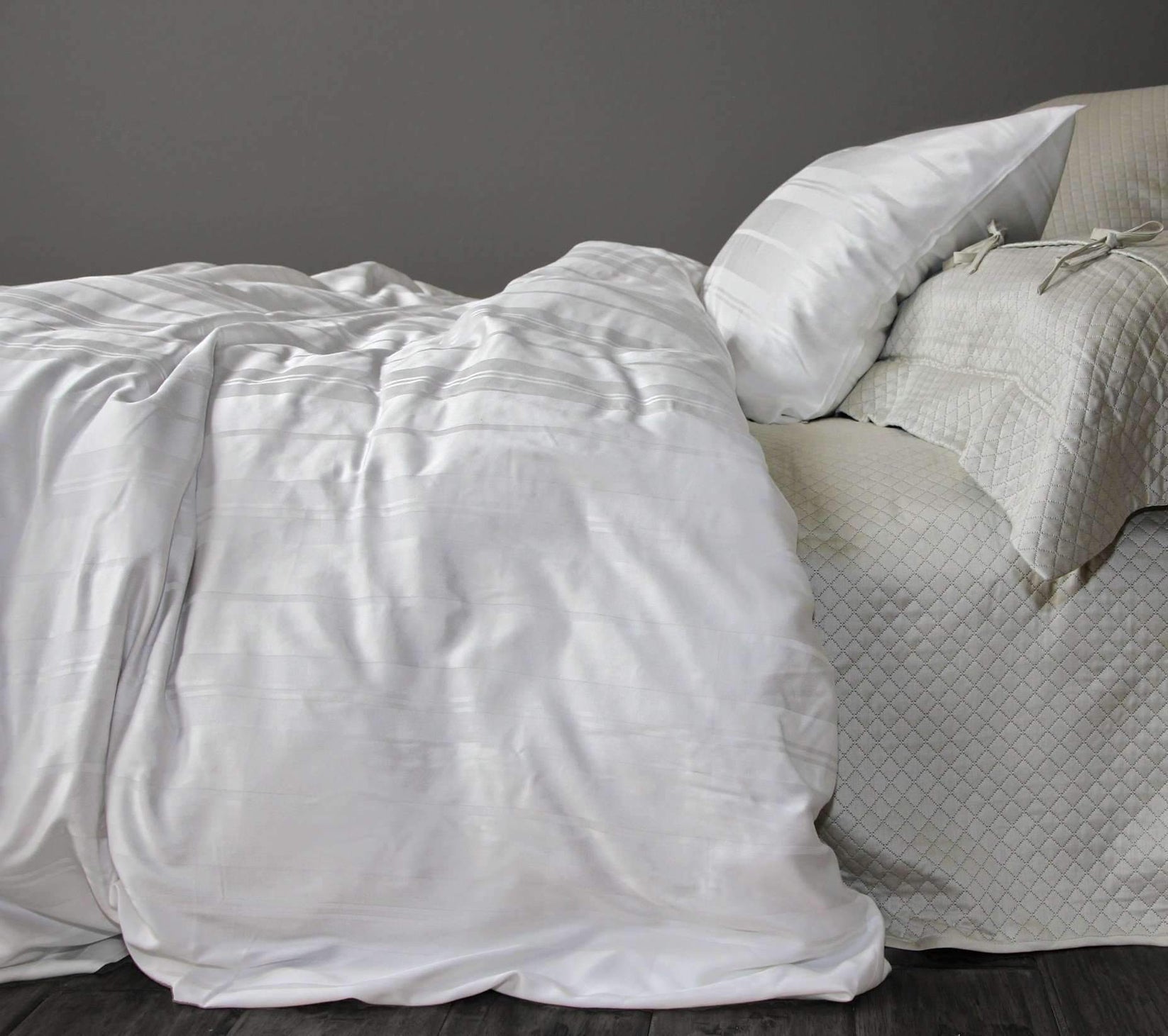 Legna Lucca Stripe Fitted Sheet by SDH Luxury Sheets, Duvets & Coverle