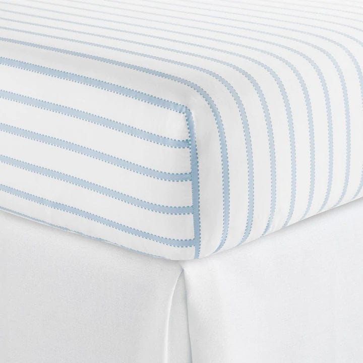 Fitted Sheets Ribbon Stripe Percale Fitted Sheet by Peacock Alley KING / DENIM Peacock Alley