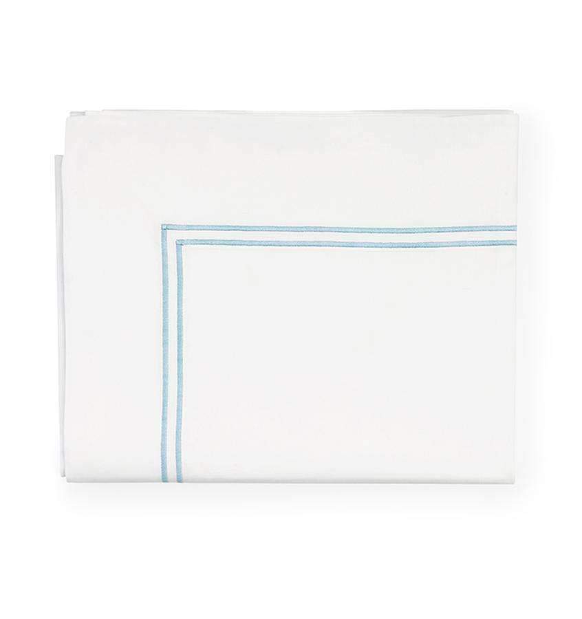 Flat Sheets Grande Hotel Flat Sheet by Sferra Twin 74x114 / White/Blue Sferra