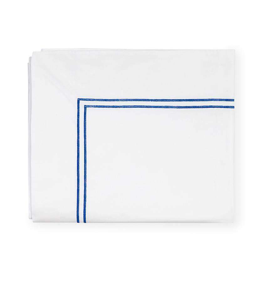 Flat Sheets Grande Hotel Flat Sheet by Sferra Twin 74x114 / White/Cornflower Blue Sferra