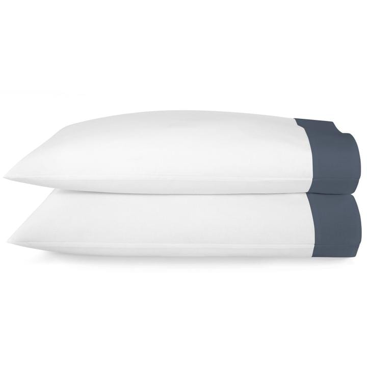 Pillowcases & Shams Mandalay Linen Cuff Percale Pillow Cases by Peacock Alley Standard - 20" x 30" / Navy Peacock Alley
