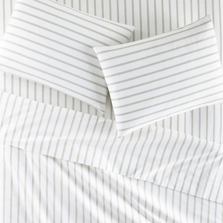 Sheet Sets Ribbon Stripe Percale Sheet Set by Peacock Alley QUEEN / OLIVE Peacock Alley