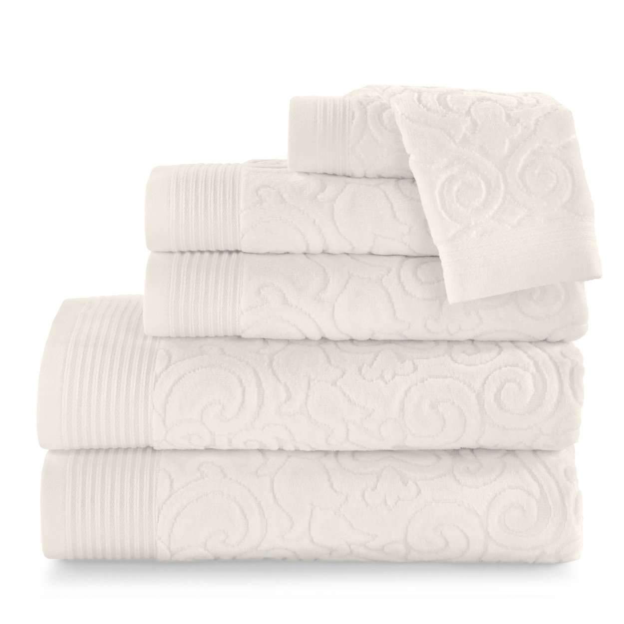 Towels Park Avenue Bath Collection by Peacock Alley Wash Cloth 12x12 / Ivory Peacock Alley